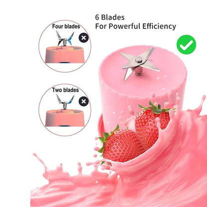 Mini Portable Juicer Blender - 6 Blade USB Rechargeable Juicer Blender