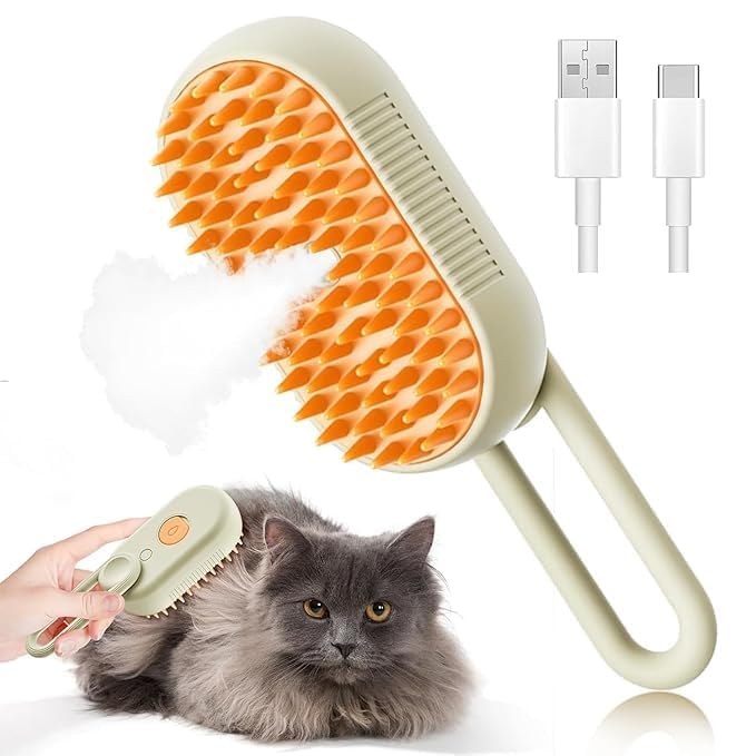🐾 Steaming Pet Hairbrush – 3-in-1 Grooming & Massage Brush for Cats & Dogs