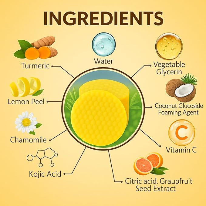 Kojic Acid & Turmeric Cleansing Pads for Face | Brightening, Pigmentation & Tan Removal | Exfoliating Skincare Wipes for Dark Spots, Acne Marks & Glowing Skin - 50 Pads